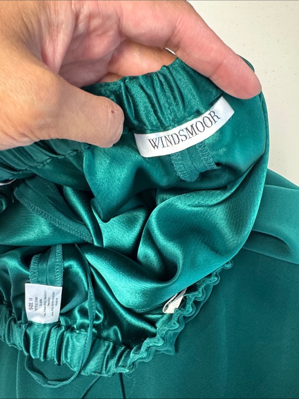 Windsmoor Wide Leg Drawstring Pants Emerald Green Size 16 Minimalist Chic Luxe - Picture 12 of 13